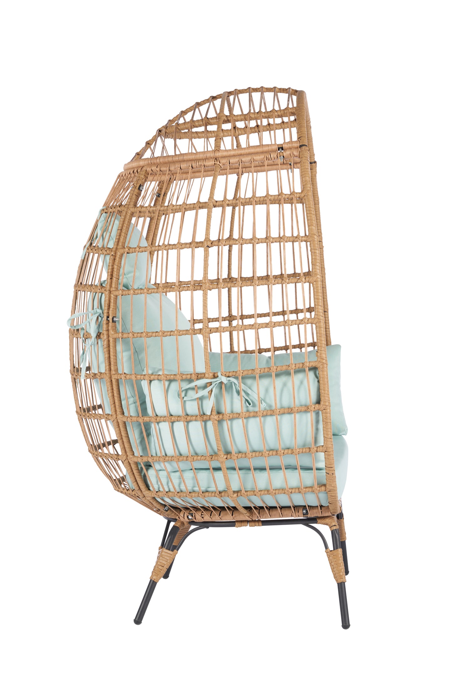 Wicker Egg Chair, Oversized Indoor Outdoor Lounger- Light Blue