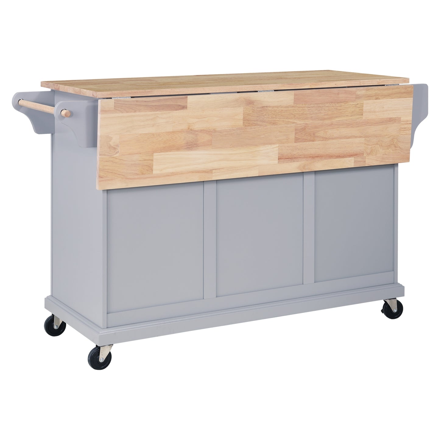 Cambridge Natural Wood Top Kitchen Island with Storage