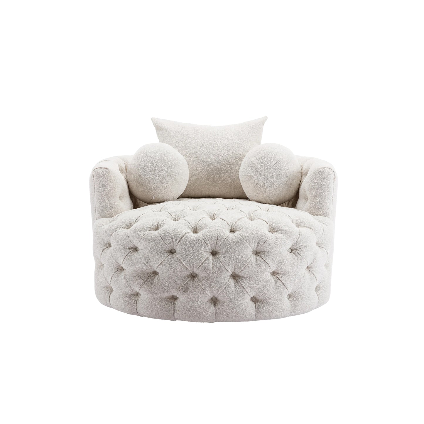 Modern Swivel Accent Barrel Chair, white tufted