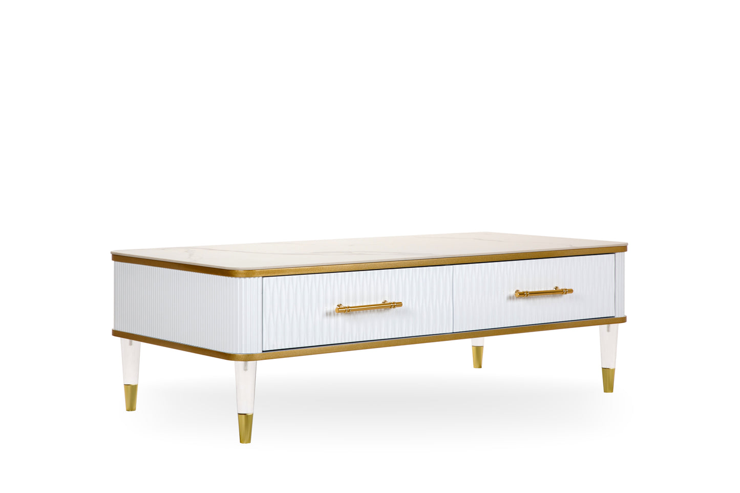 Modern White/Gold tone Coffee Table