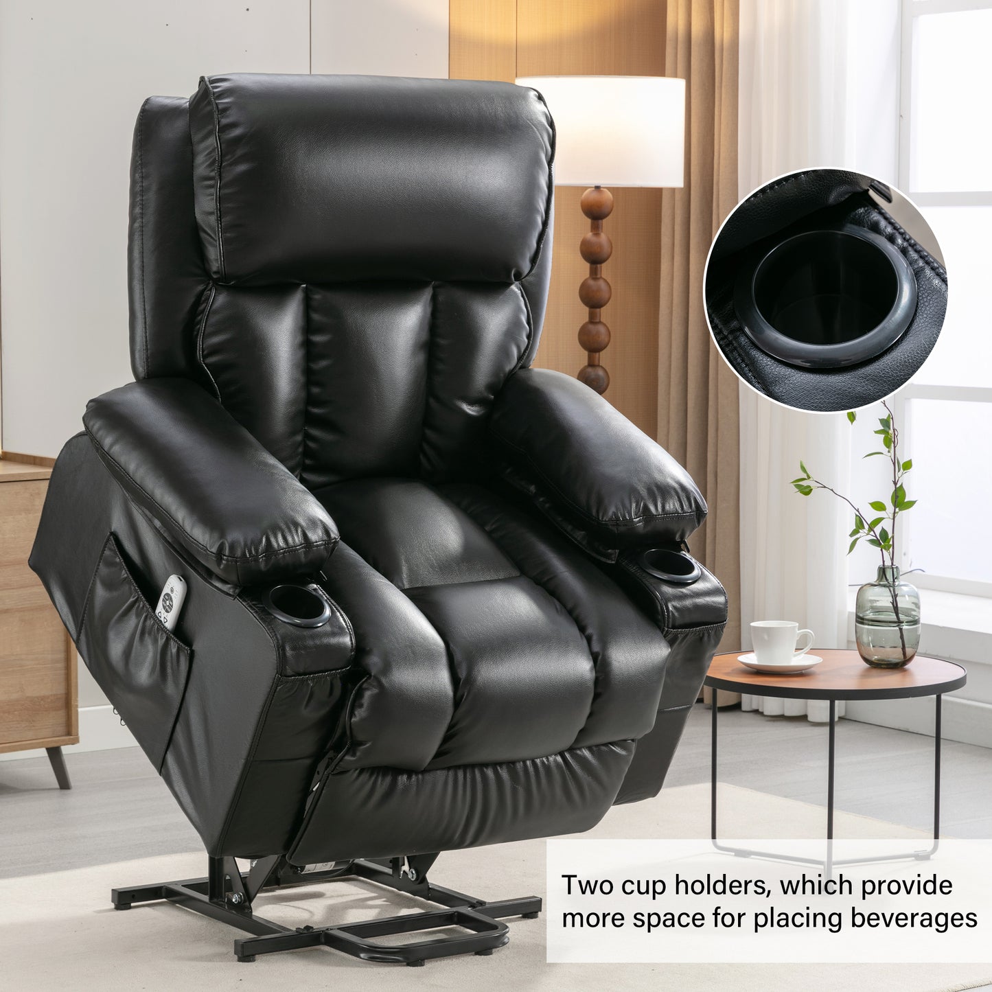 ComfortEase Ultra: The Ultimate Lift & Wellness Recliner with Heat, Massage, and Smart Features: BLACK