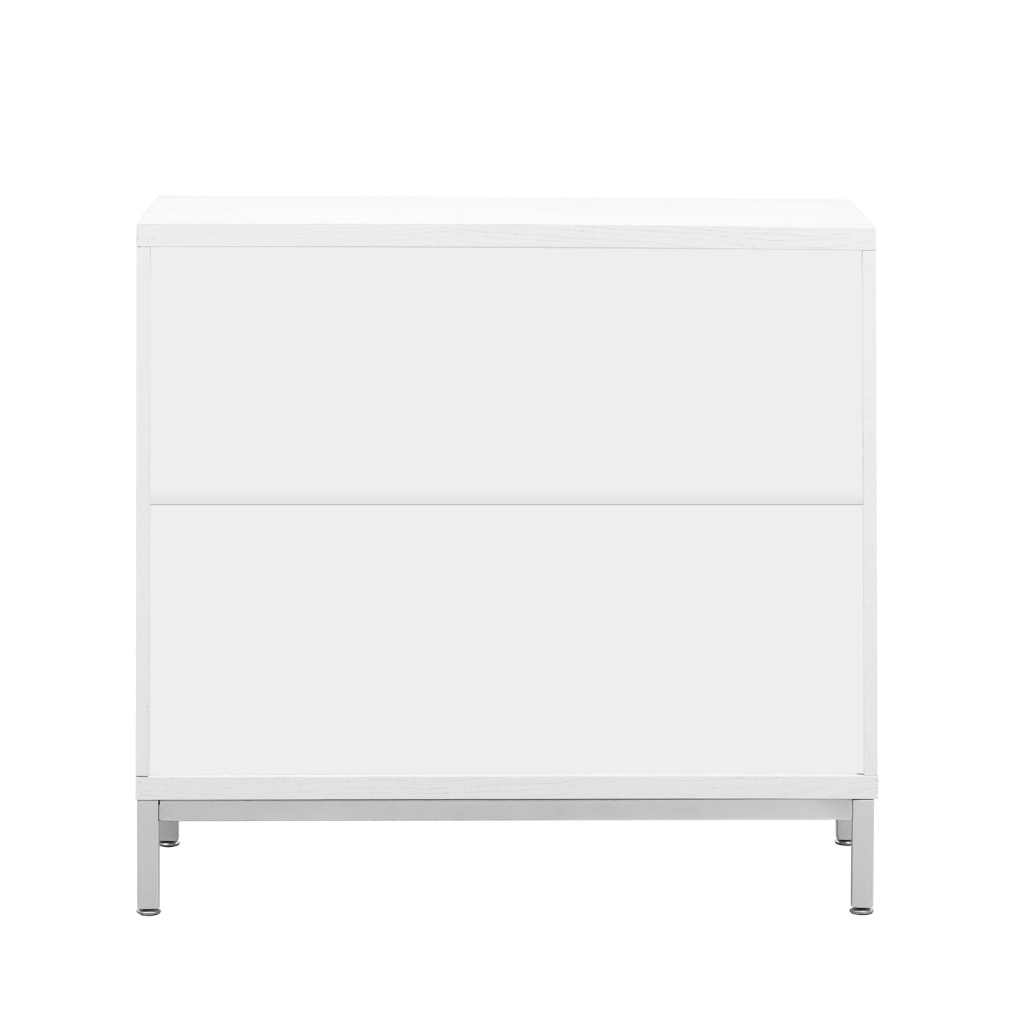 TREXM Simple Storage Cabinet Accent Cabinet with Solid Wood Veneer and Metal Leg Frame for Living Room, Entryway, Dining Room (White)