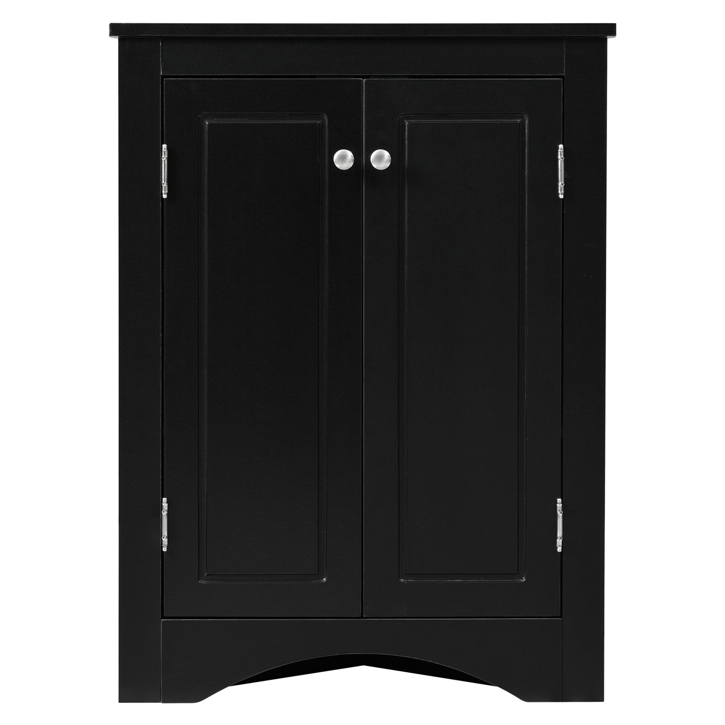 Black Triangle Bathroom Storage Cabinet with Adjustable Shelves, Freestanding Floor Cabinet for Home Kitchen