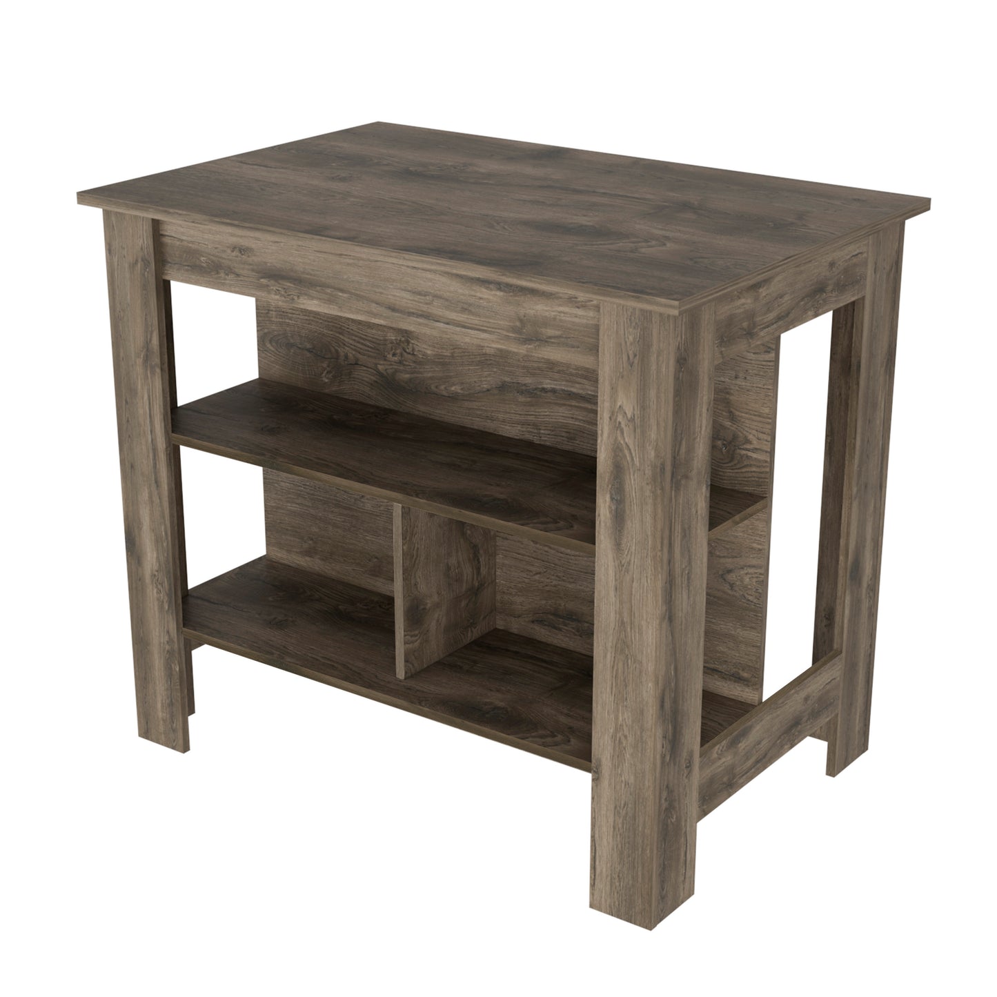 Kitchen Island Dozza, Three Shelves, Dark Brown Finish