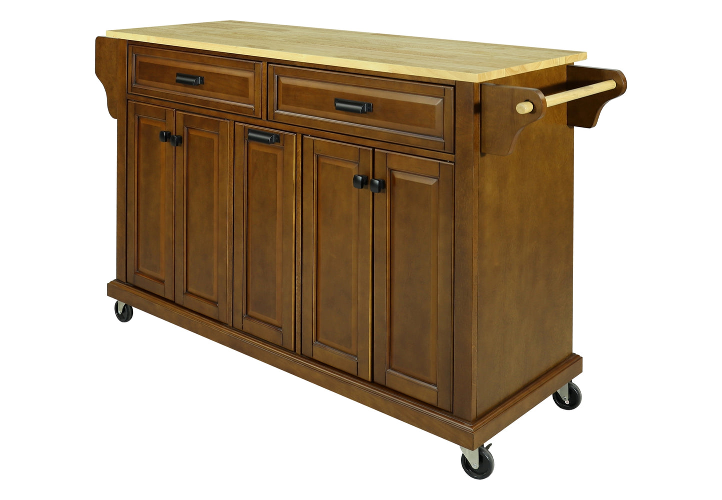 Cambridge Natural Wood Top Kitchen Island with Storage