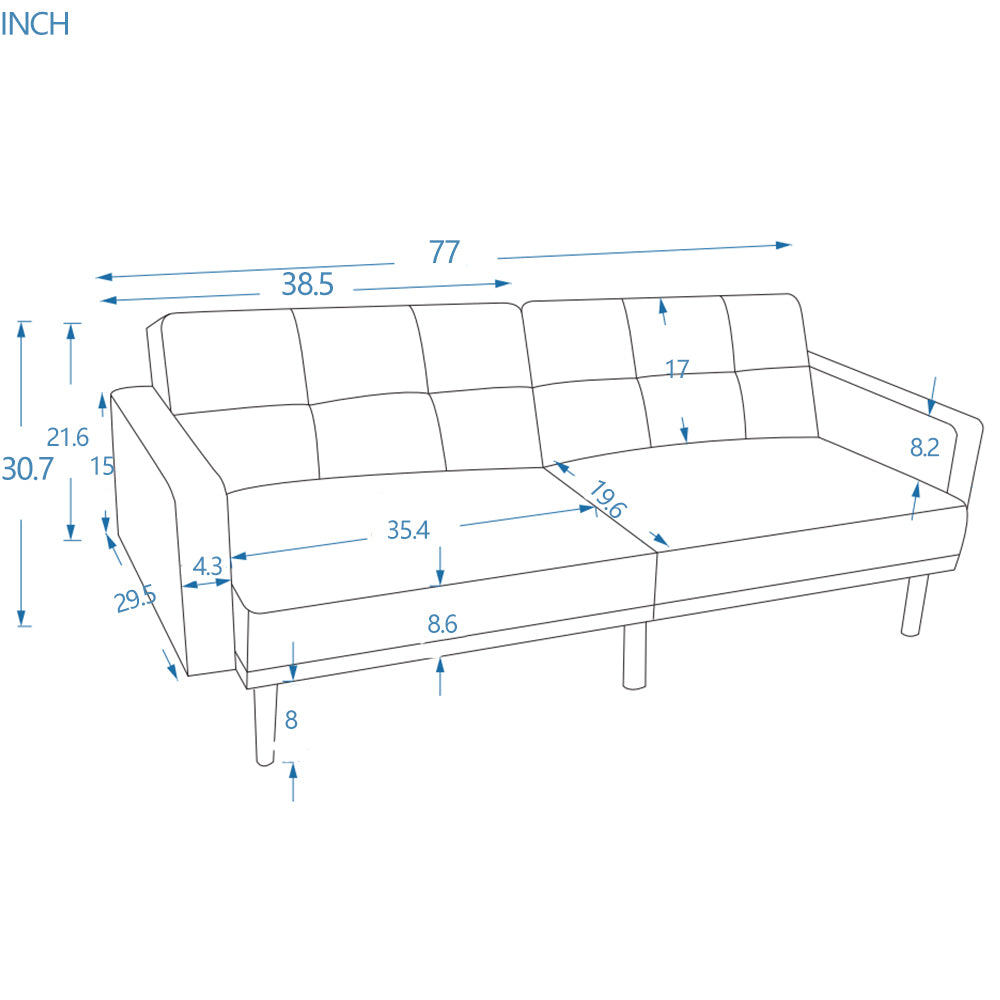 Modern 78" Convertible Double Folding Living Room Sofa Bed