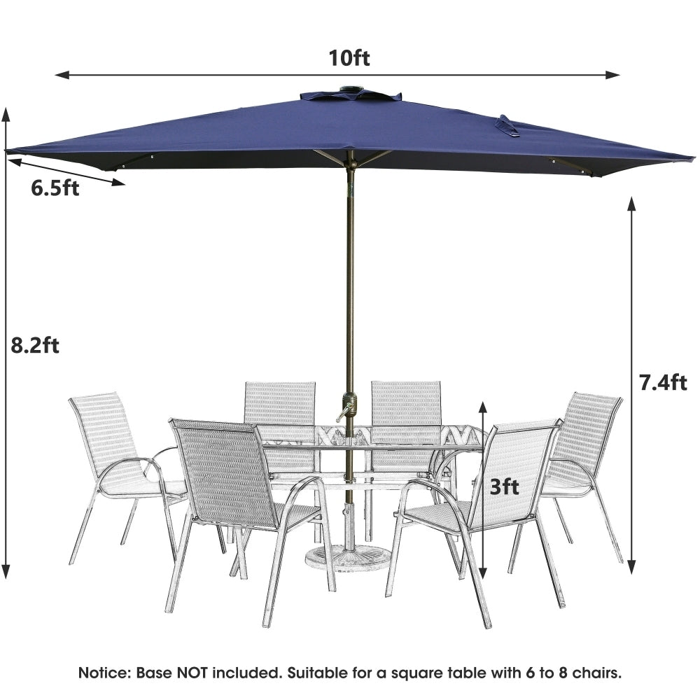 Navy Blue Outdoor Solar-Powered Umbrella