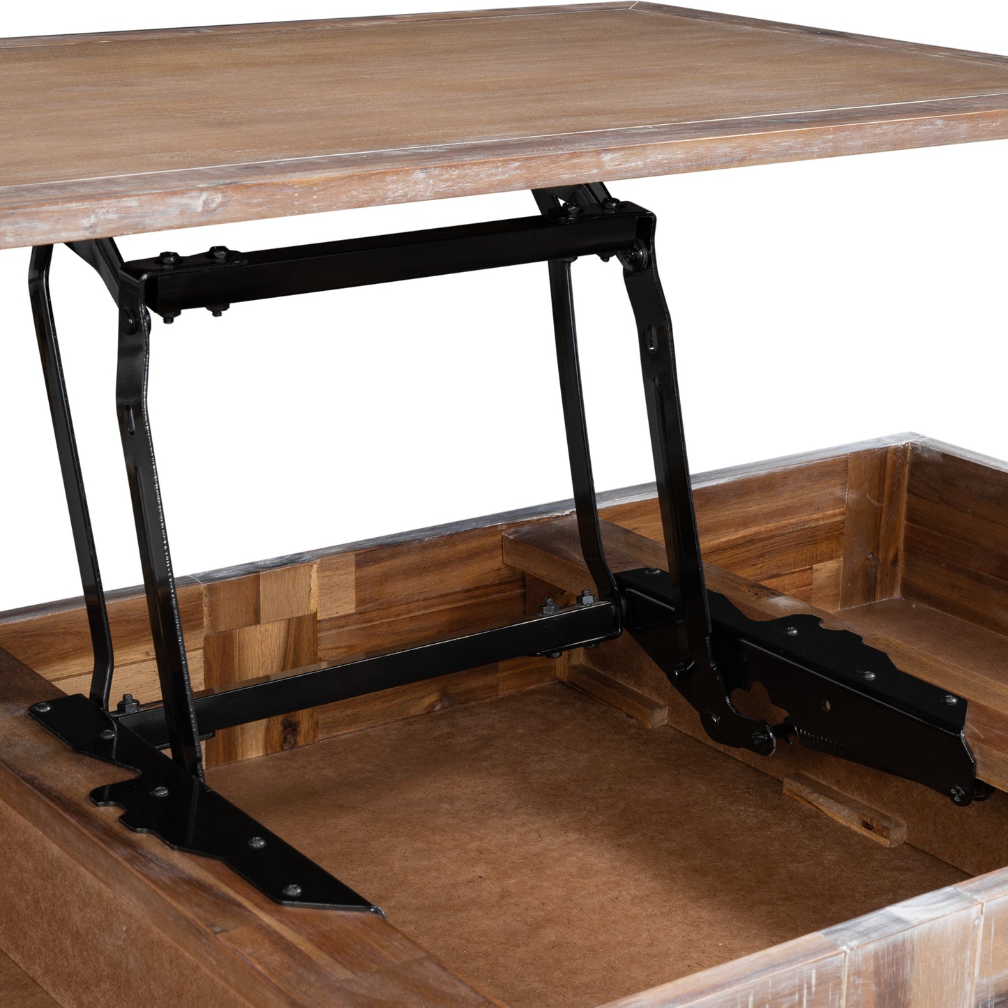 U-style Lift Top Coffee Table with Inner Storage