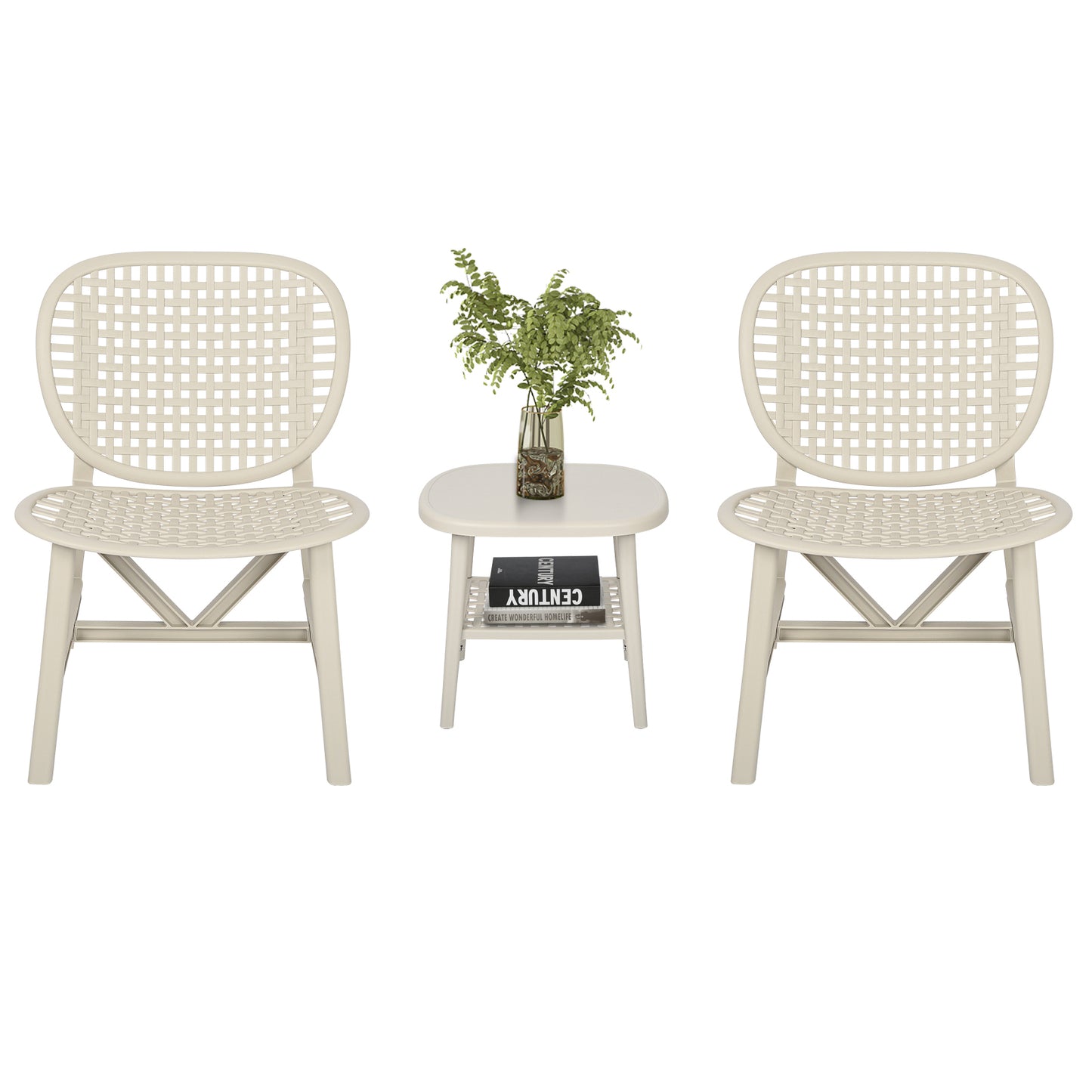 3pcs Hollow Design Retro Patio Table Chair Set for Balcony