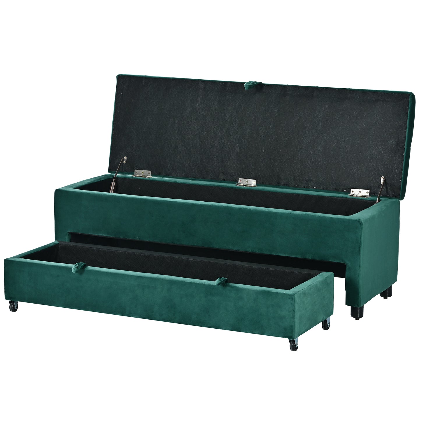 51.2" Button-Tufted Ottoman with Safety Close