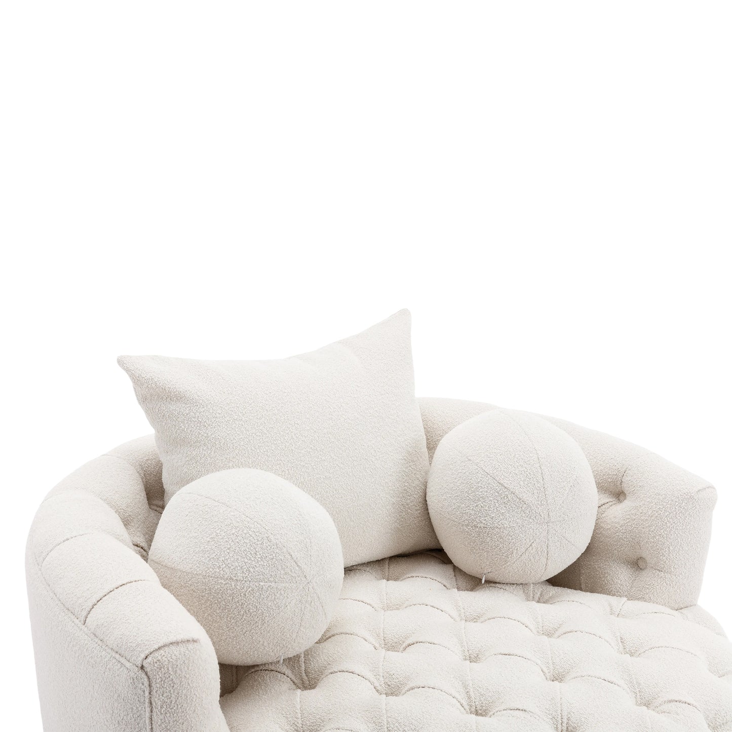 Modern Swivel Accent Barrel Chair, white tufted