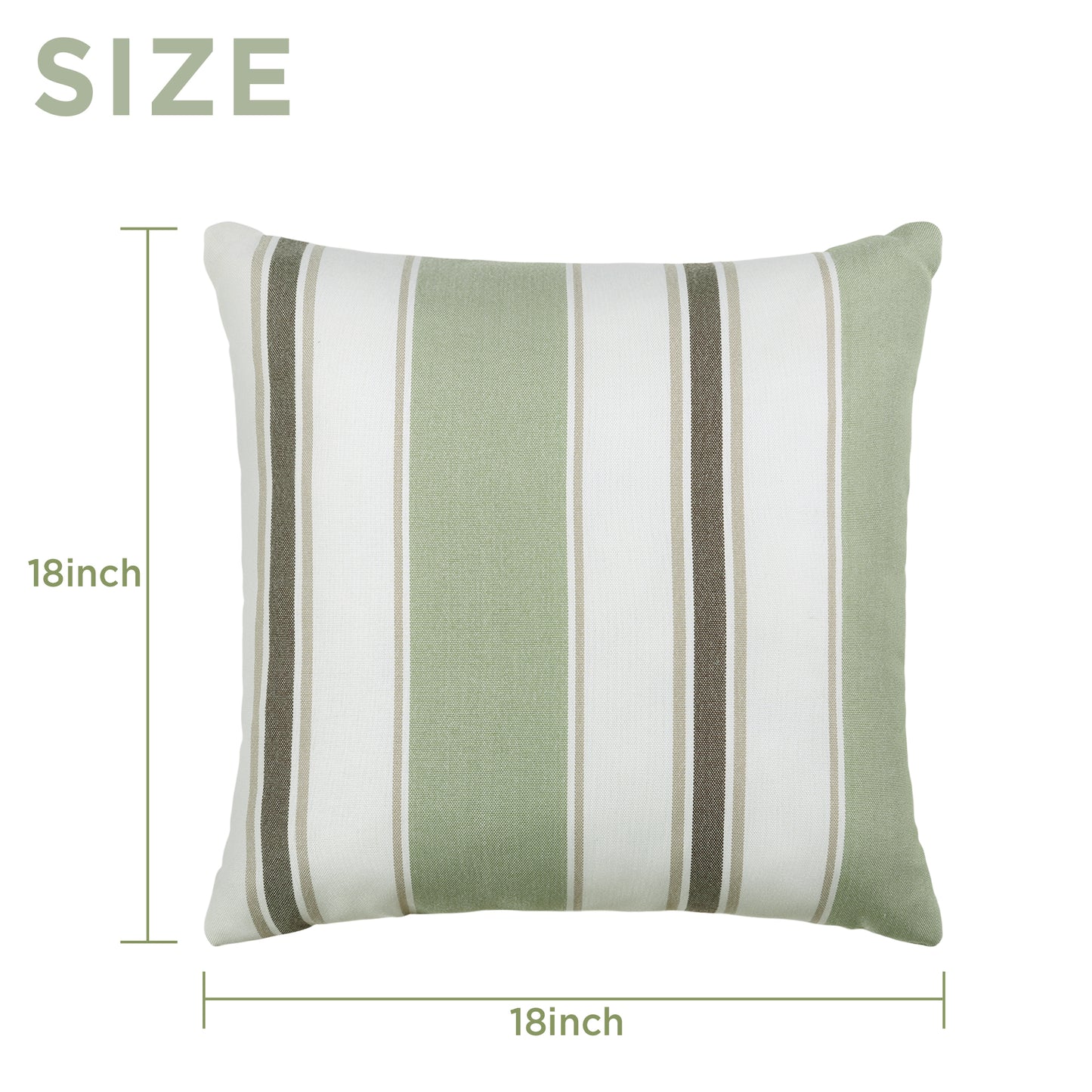 Pack Of 2 Outdoor Pillow With Inserts, 18" x 18" - Green Strip