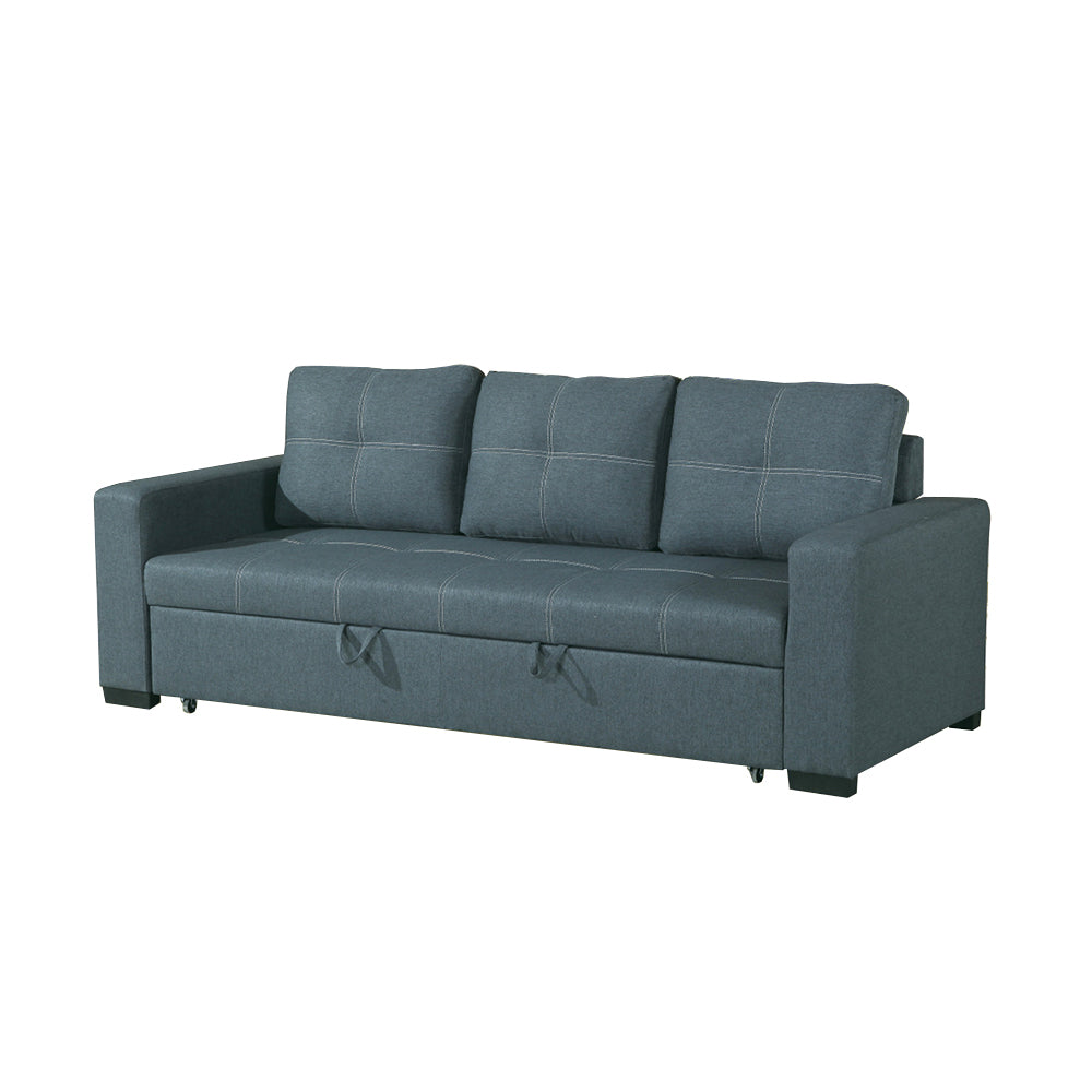 3 Seats Polyfiber Convertible Sleeper Sofa - Blue Grey