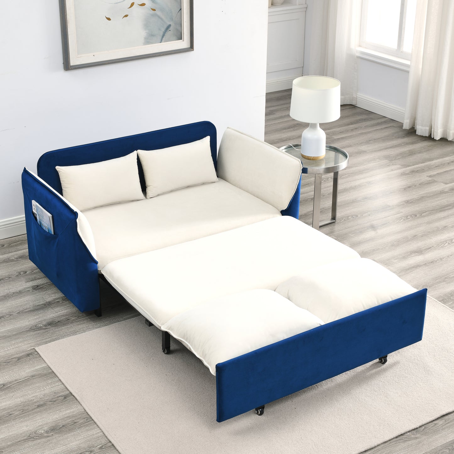 MH 57" Modern Convertible Sofa Bed with 2 Detachable Arm