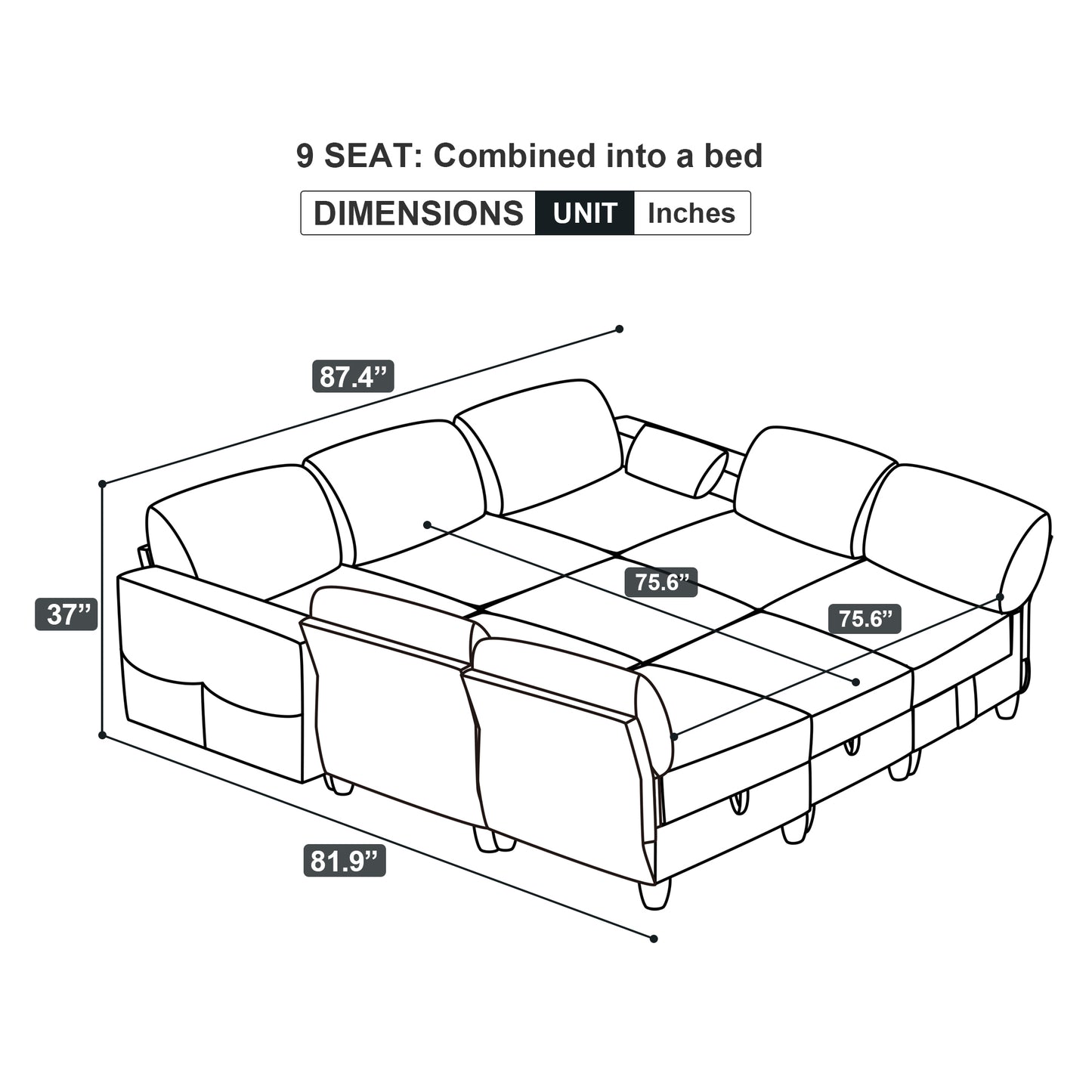 9 Seat Modular Sofa Set