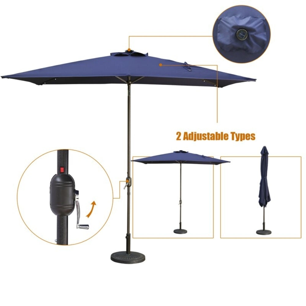 Navy Blue Outdoor Solar-Powered Umbrella