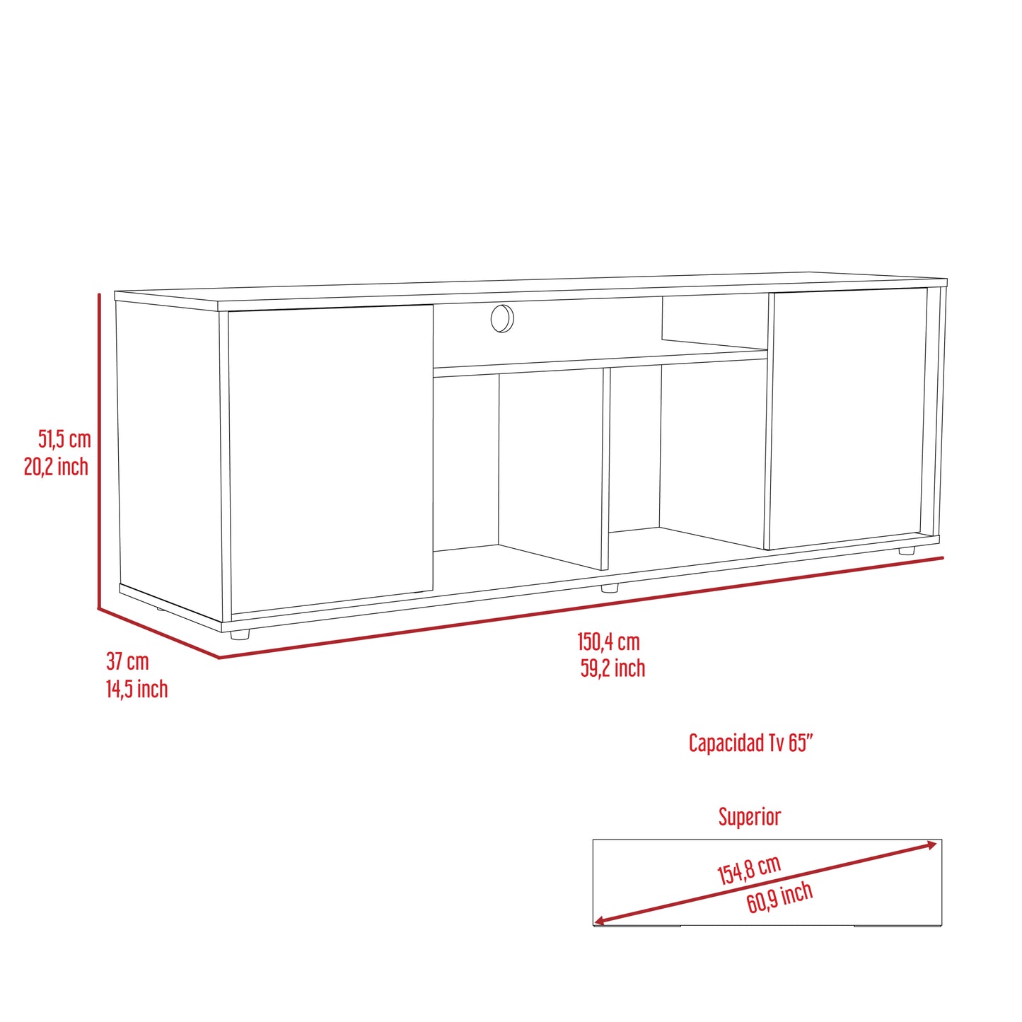 Falmouth Rectangle 3-Shelf TV Stand Black Wengue