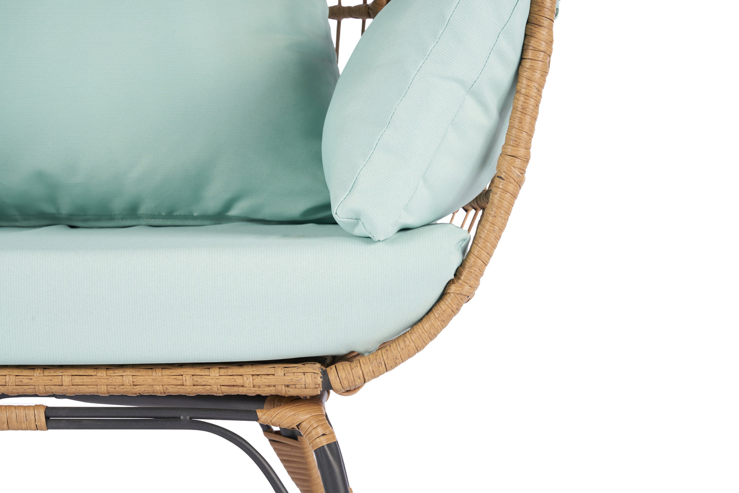 Wicker Egg Chair, Oversized Indoor Outdoor Lounger- Light Blue