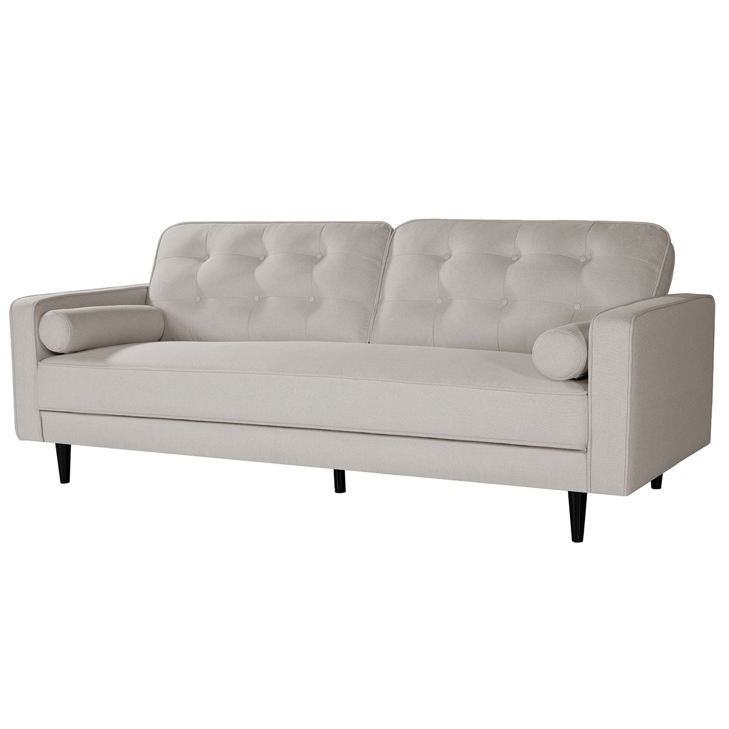 80 inch Wide Upholstered Sofa. Modern Fabric Sofa, Square Armrest (White)