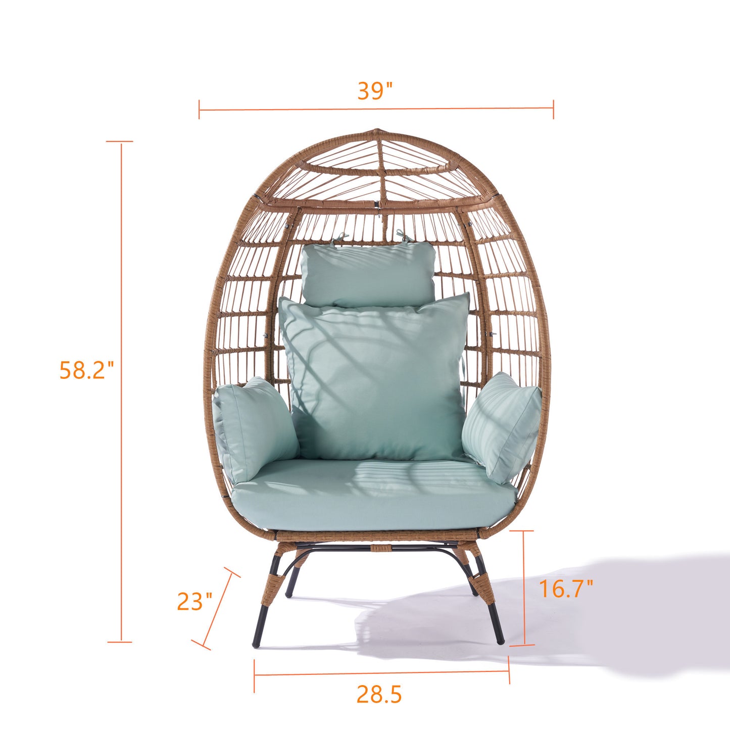 Wicker Egg Chair, Oversized Indoor Outdoor Lounger- Light Blue