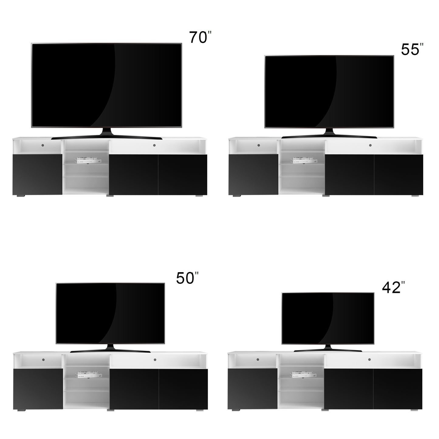 TV Stand High Gloss Doors Modern TV Stand LED(White/Black)
