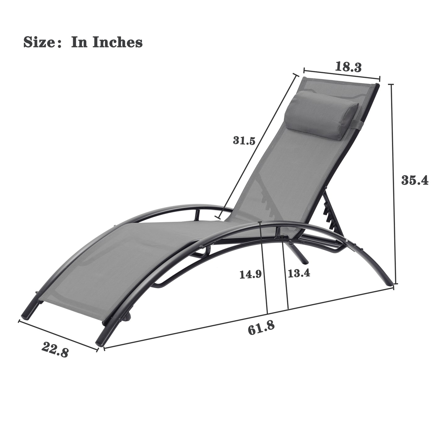 2 PCS Set Chaise Lounge Outdoor Recliner Chair For Patio Lawn