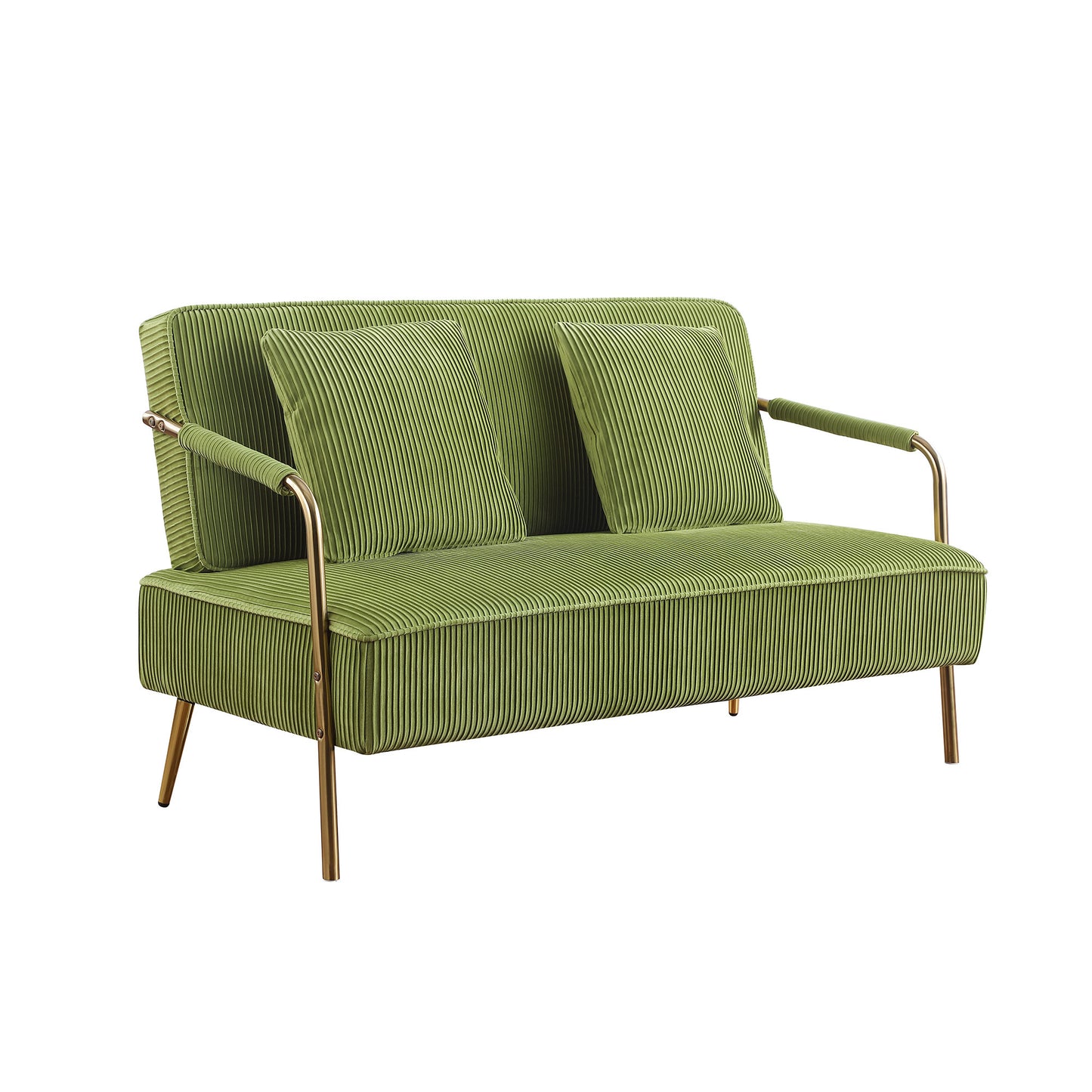 Opulent Olive Corduroy Velvet Delight 2-Seater Sofa