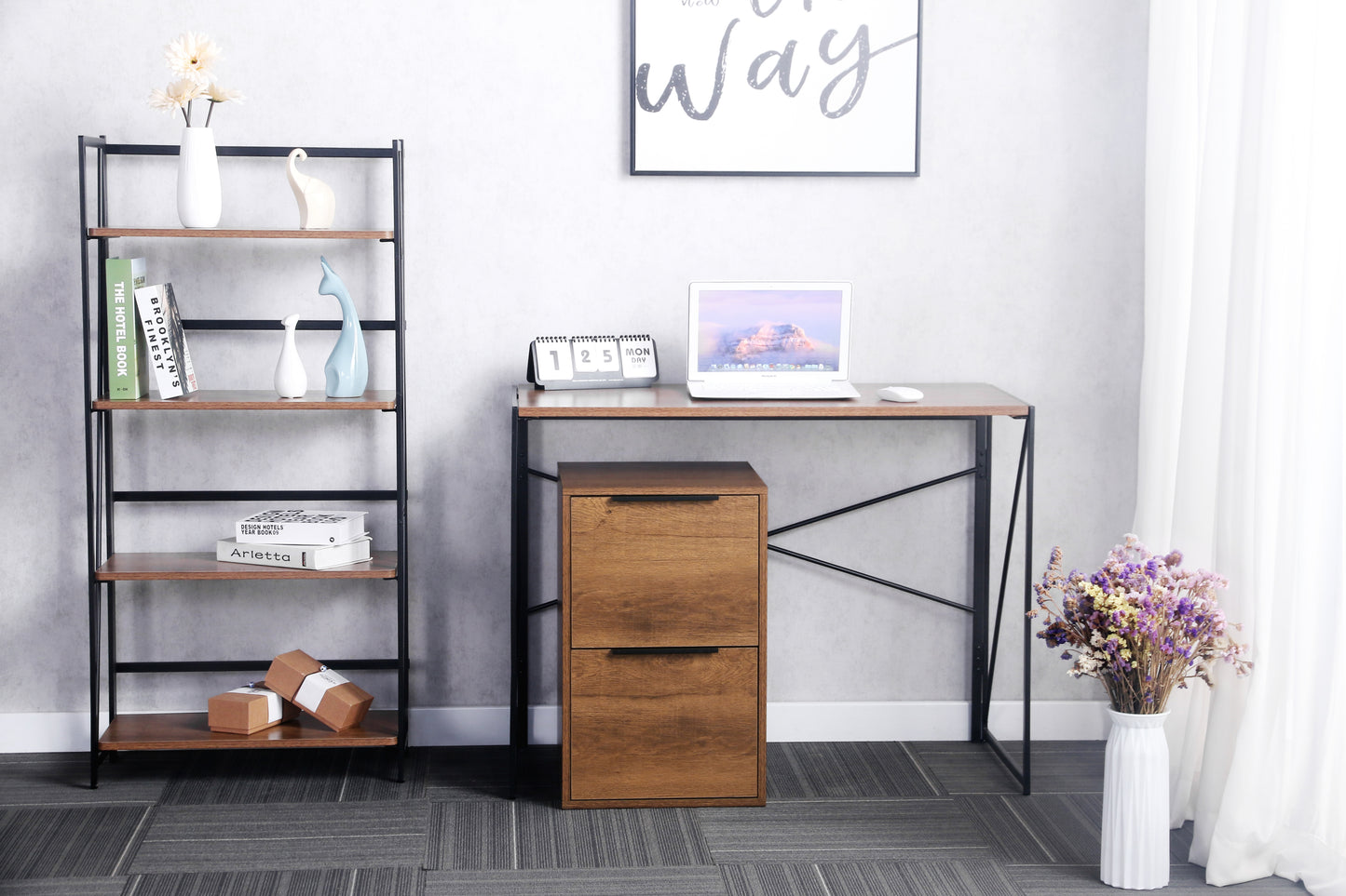 Wood File Cabinet with 2 Drawers - Gray