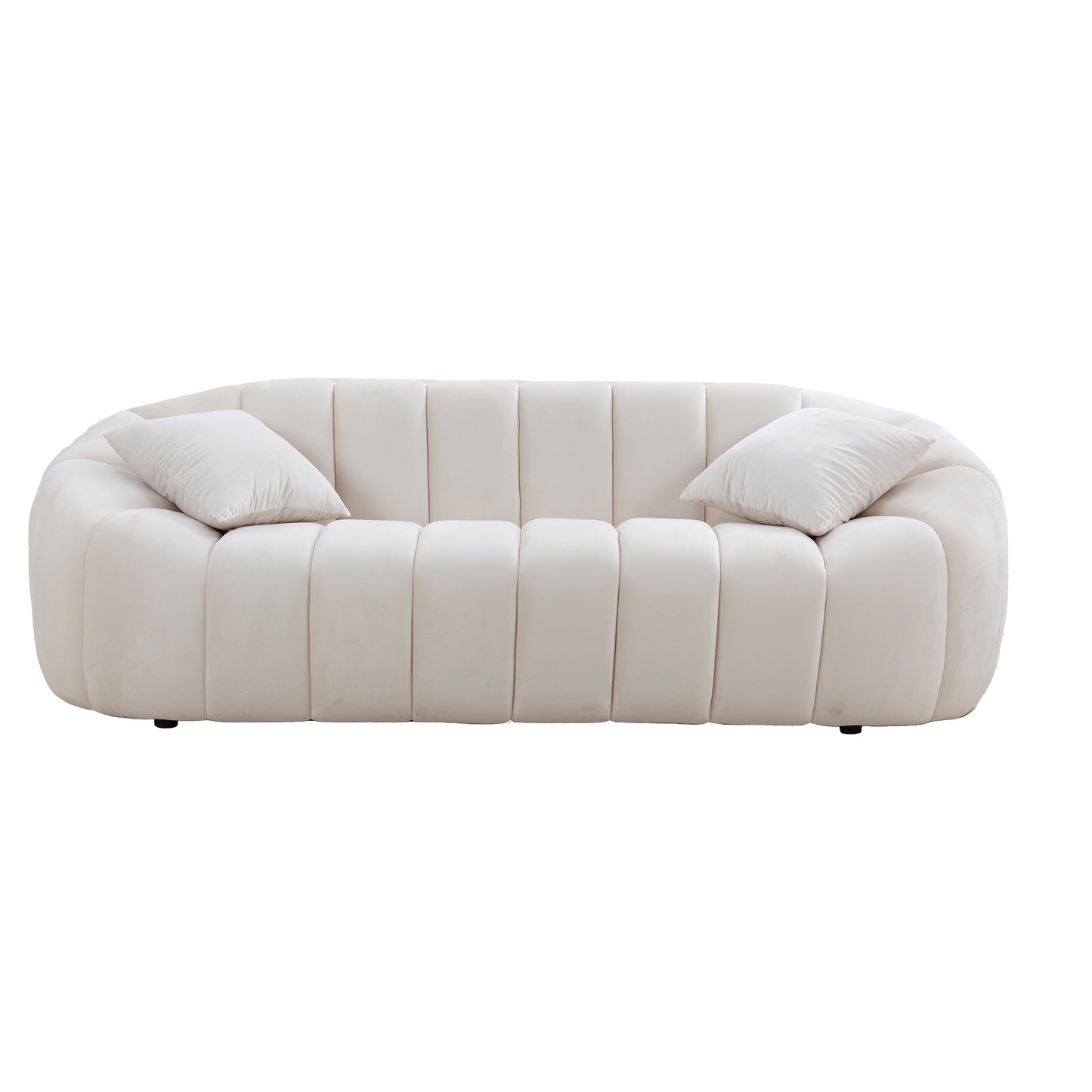 3 Seater Modern Sofa with Deep Channel Tufted Performance Velvet Sofa for Living Room