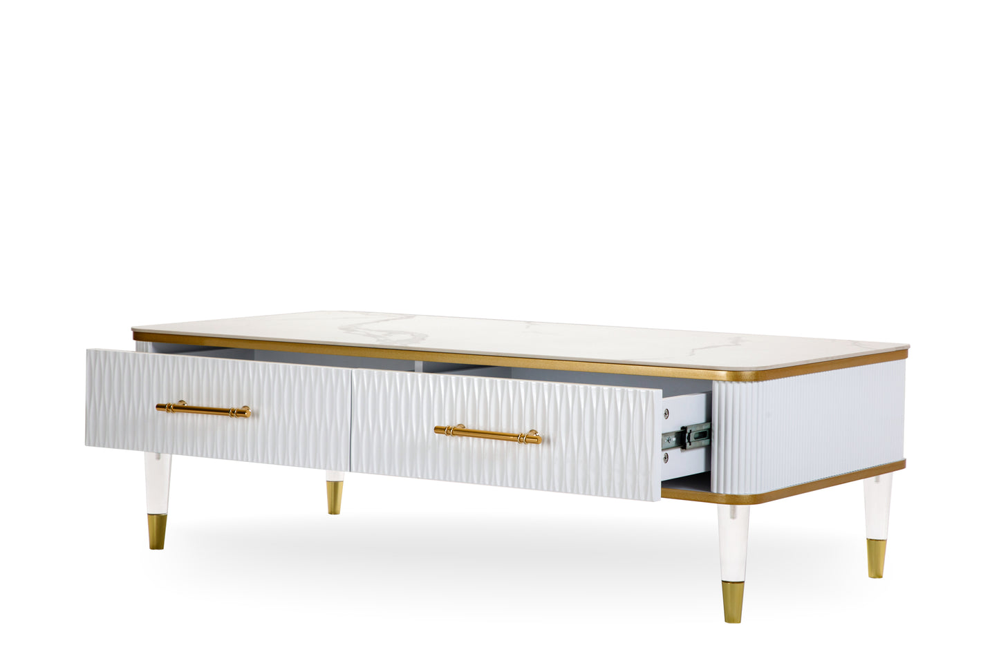 Modern White/Gold tone Coffee Table