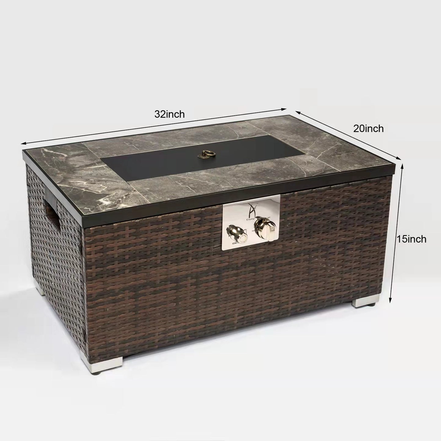 Outdoor Rectangle Propane Fire Pit Table