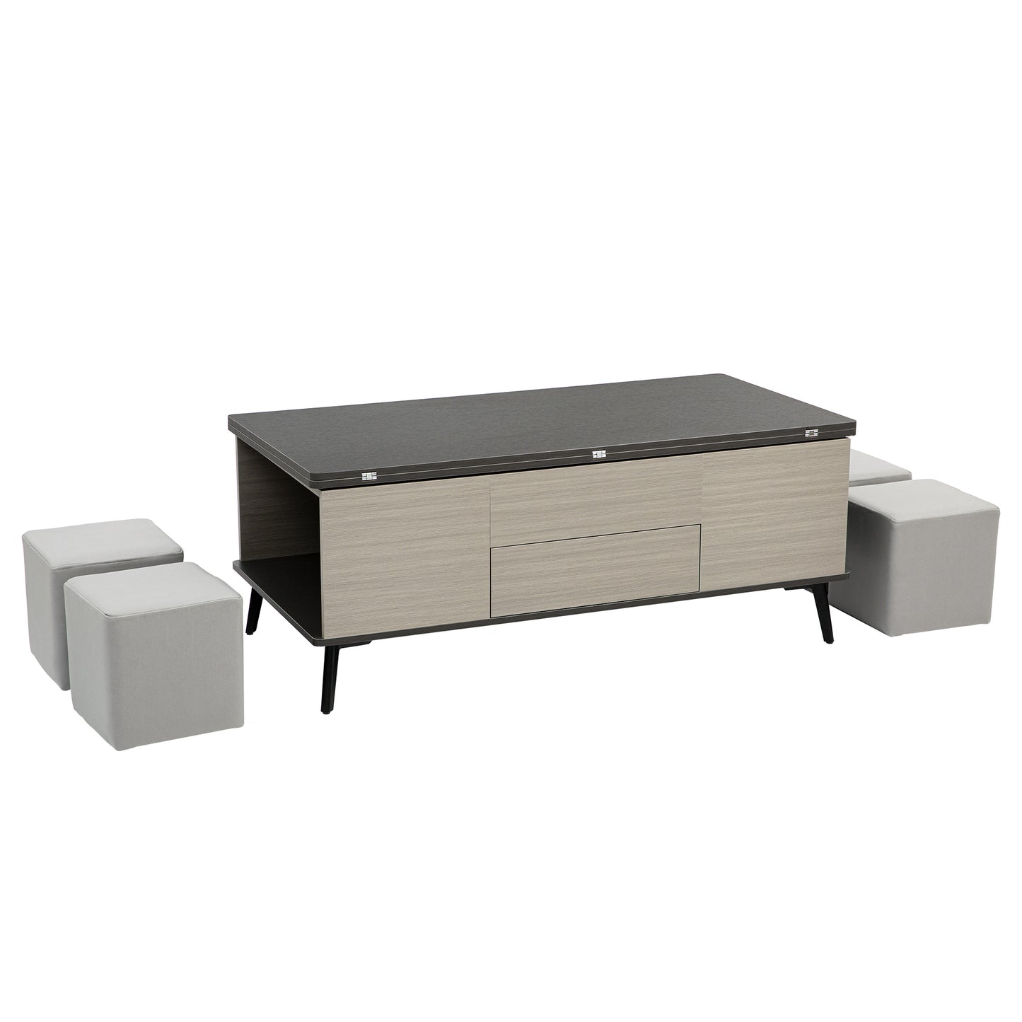 5 Pieces Lift Top Coffee Table Set with Convertible Storage