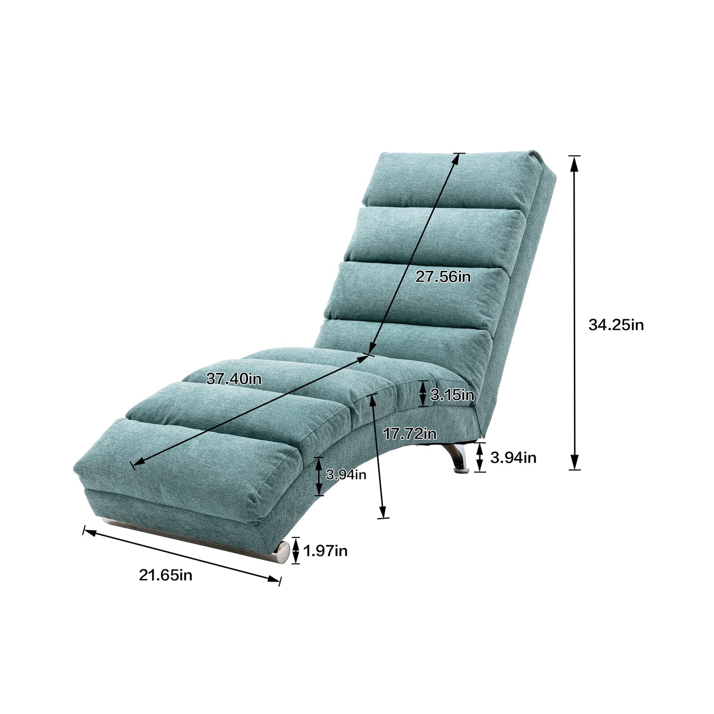 Linen Chaise Lounge Indoor Chair, teal