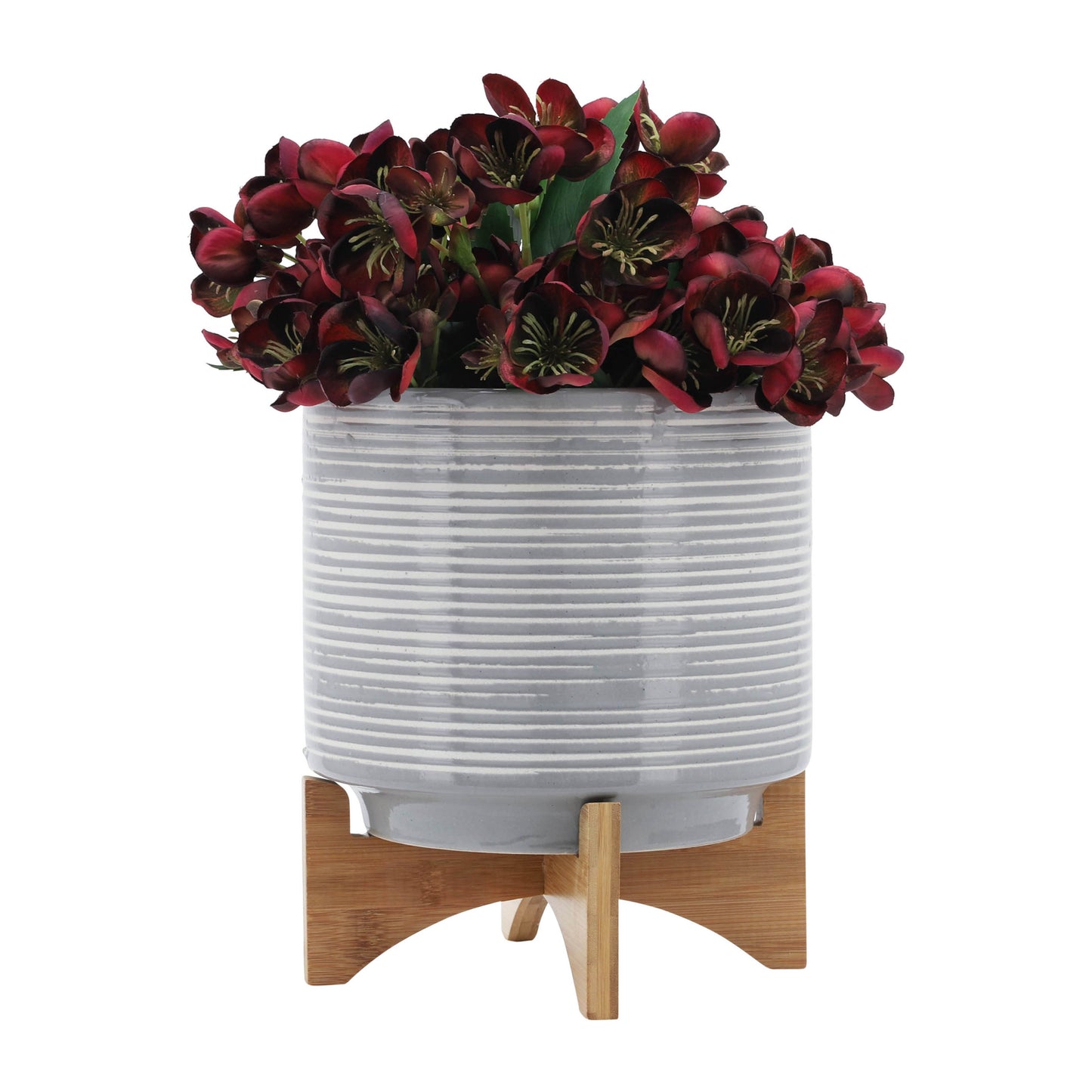 Ceramic 10" Planter on Stand - Gray