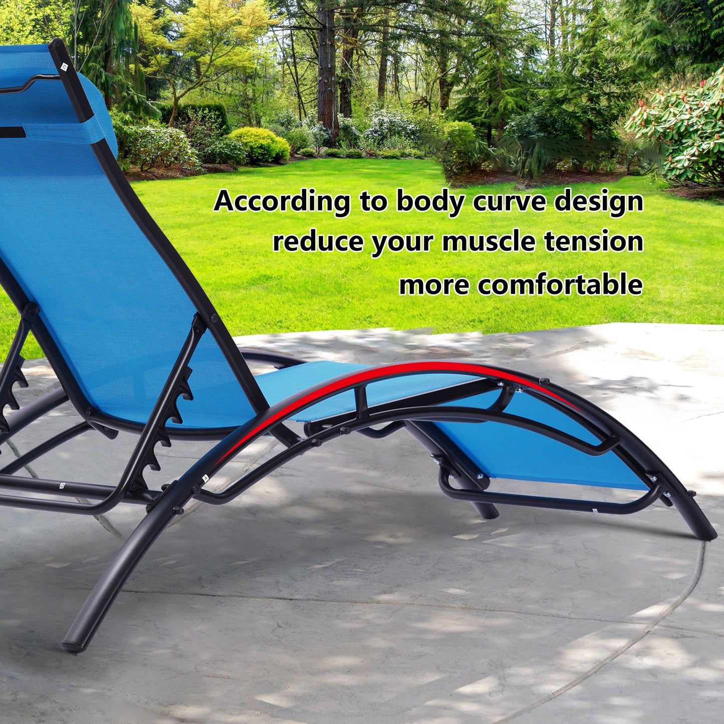 2pcs Set Chaise Outdoor Lounge Chair