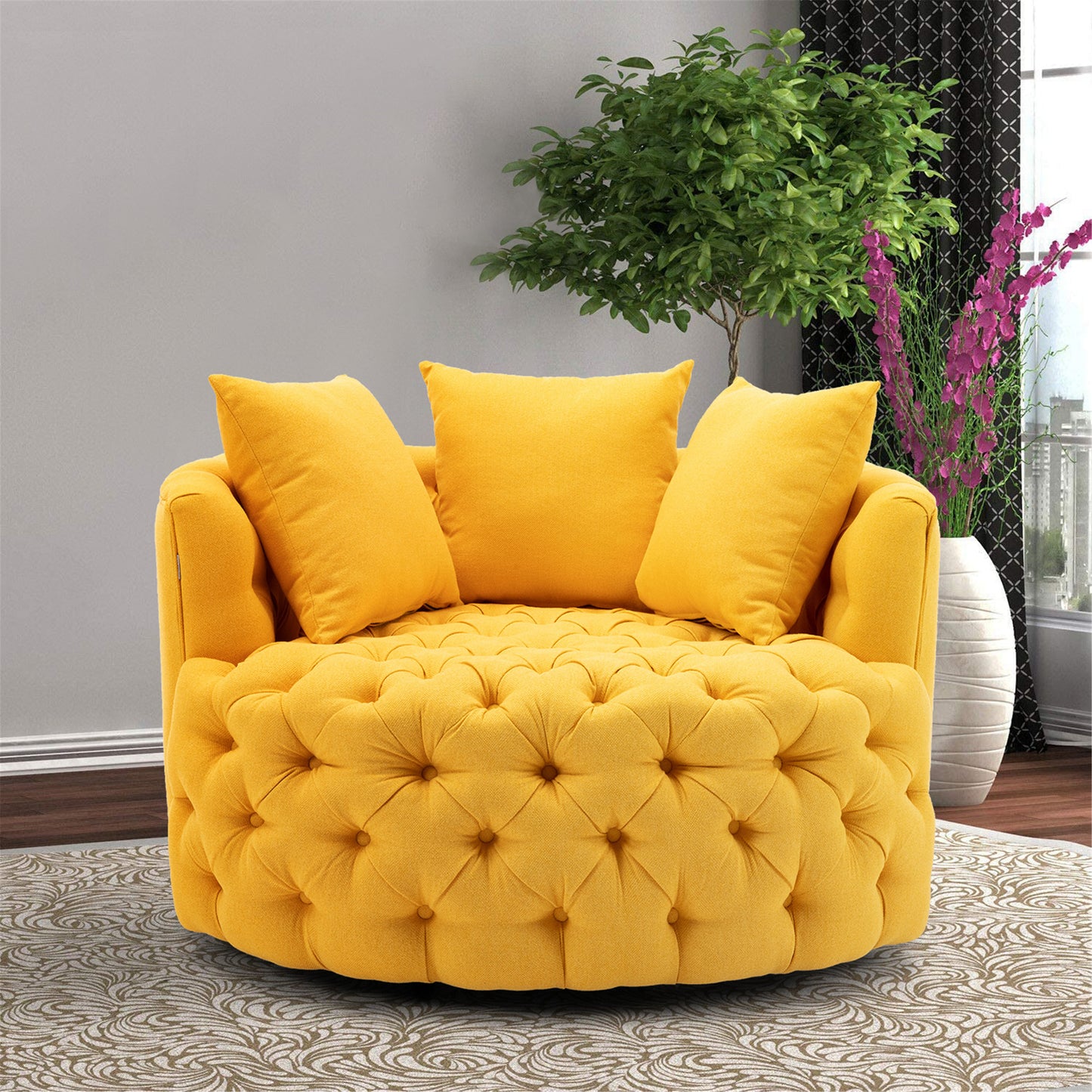 Modern Swivel Accent Chair, yellow