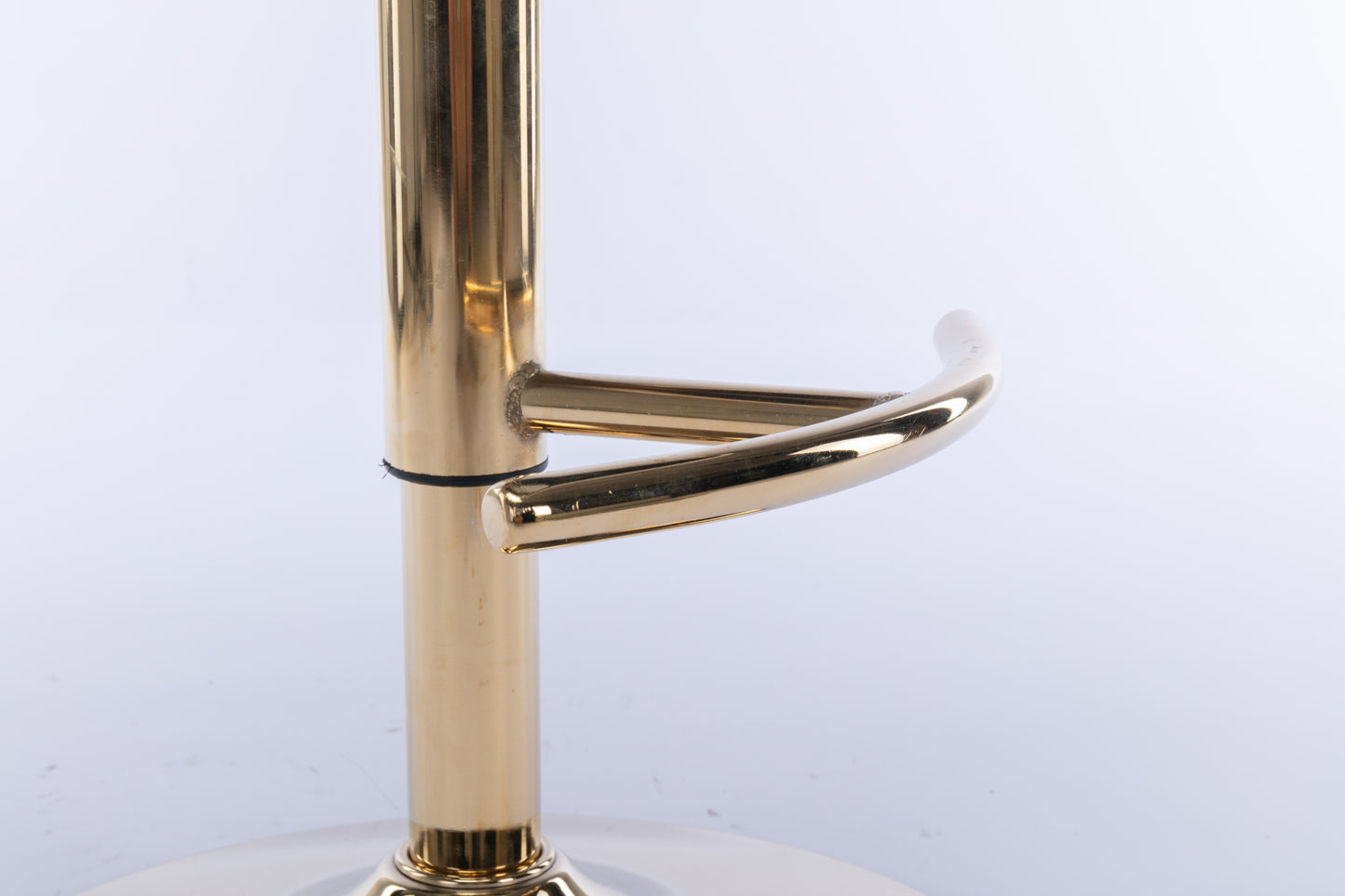 Set of 2  Bar Stools,with Chrome Footrest and Base Swivel Height Adjustable Mechanical Lifting Velvet + Golden Leg Simple Bar Stool-Ivory