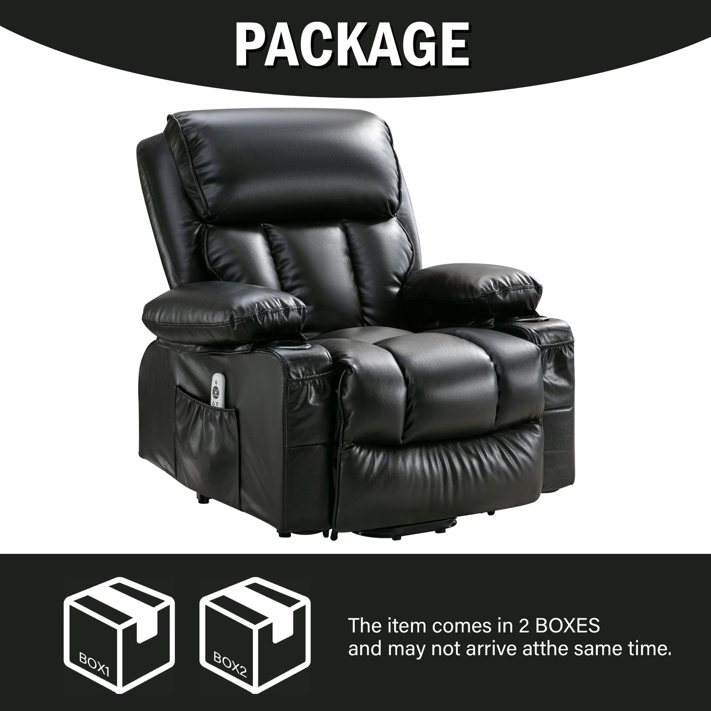 ComfortEase Ultra: The Ultimate Lift & Wellness Recliner with Heat, Massage, and Smart Features: BLACK