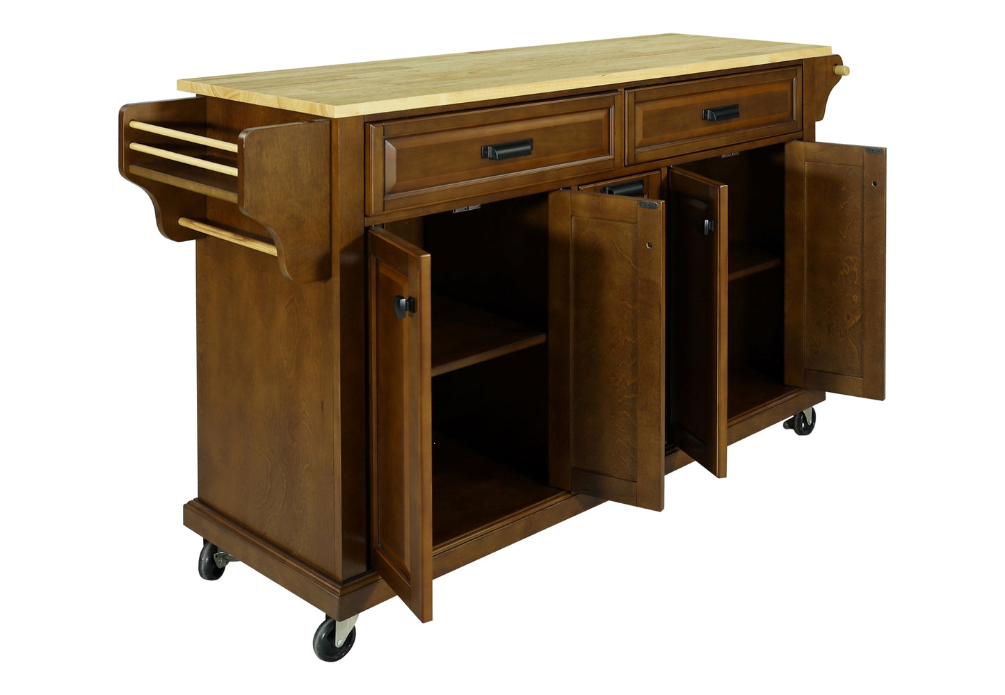 Cambridge Natural Wood Top Kitchen Island with Storage