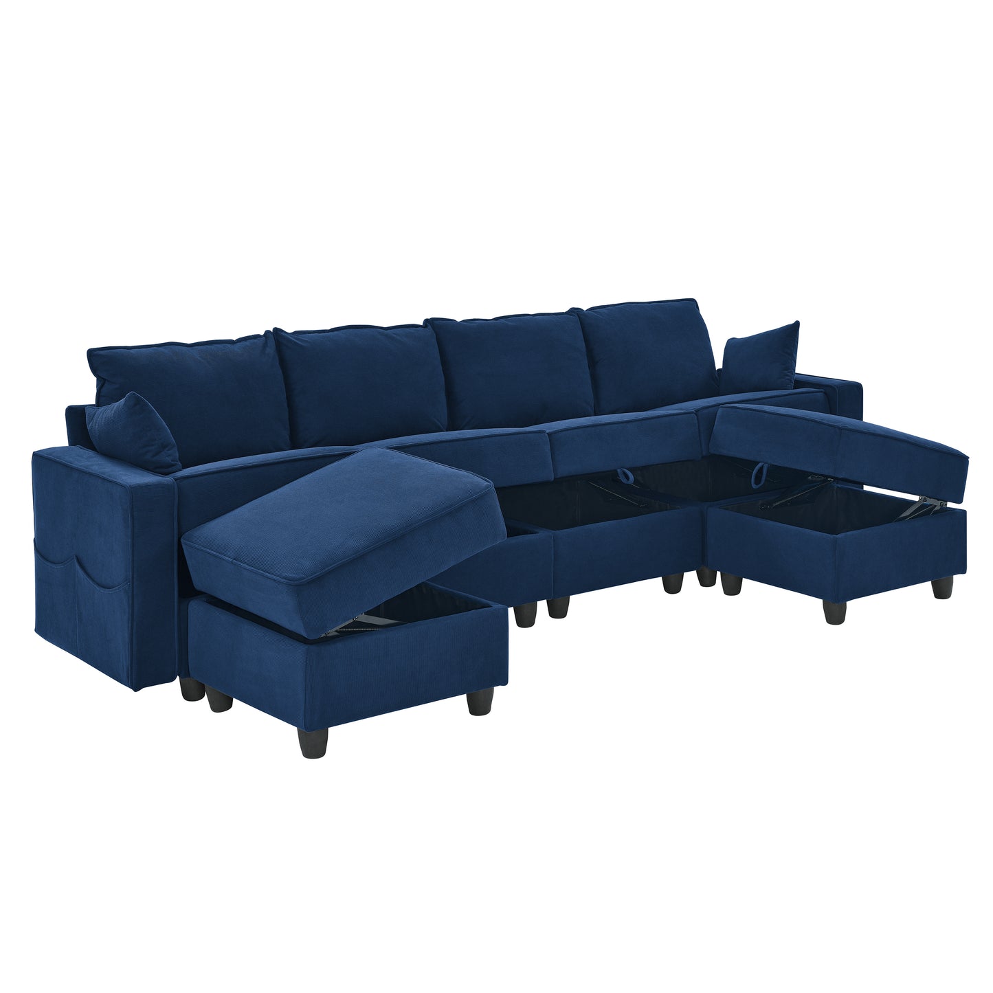 6 Storage Seat Convertible Sectional Modular Sofa Couch