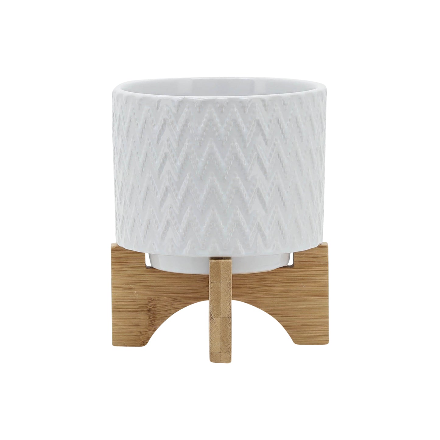 5" Chevron Planter with Stand - White