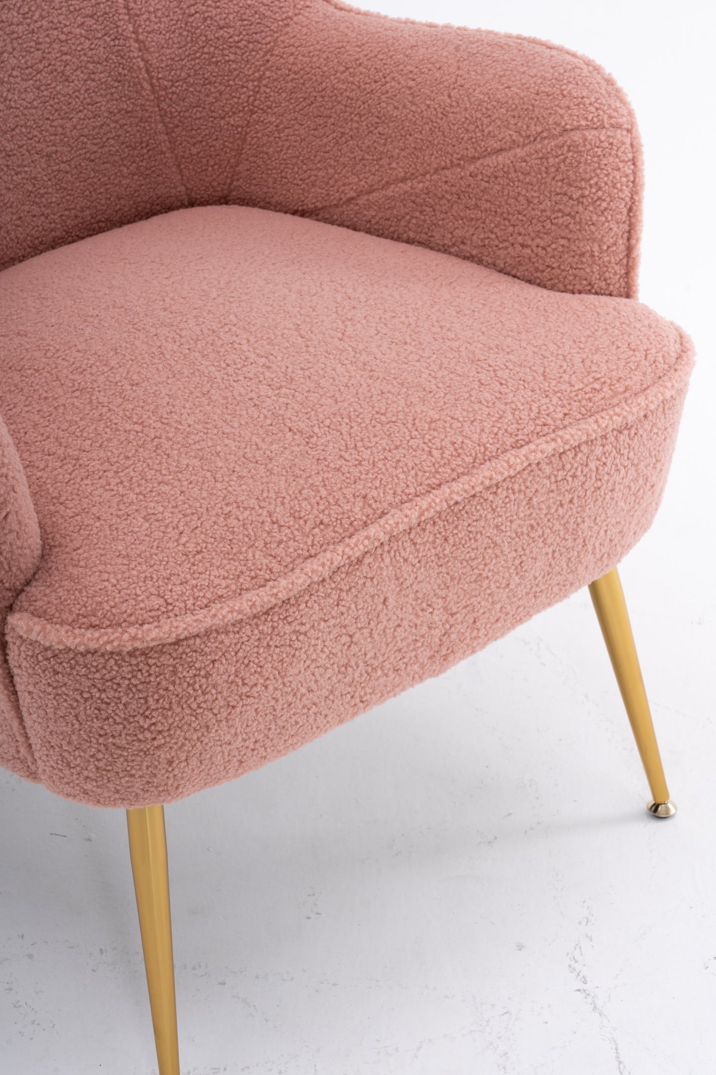 Teddy Fabric Pink Ergonomics Accent Chair