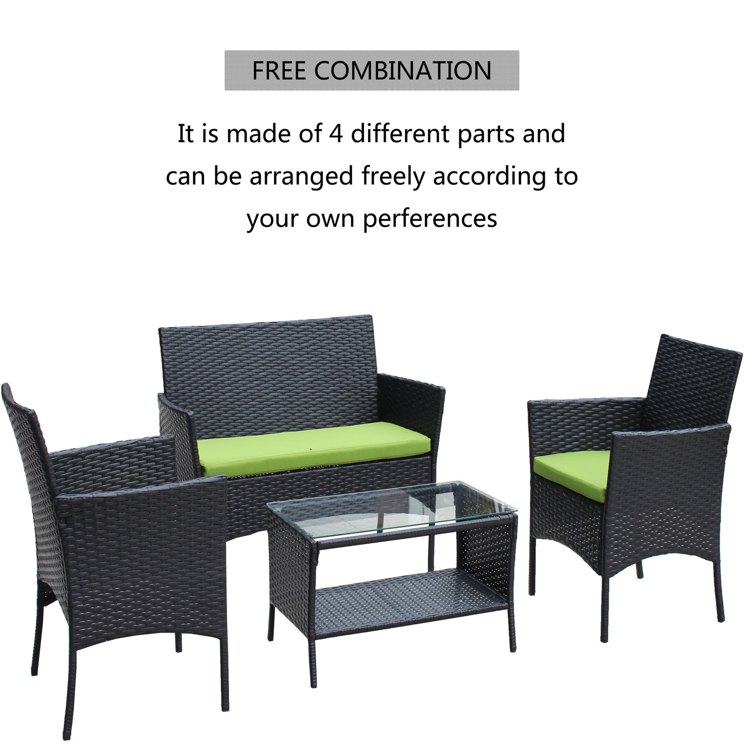 4pcs Rattan Patio Furniture Set