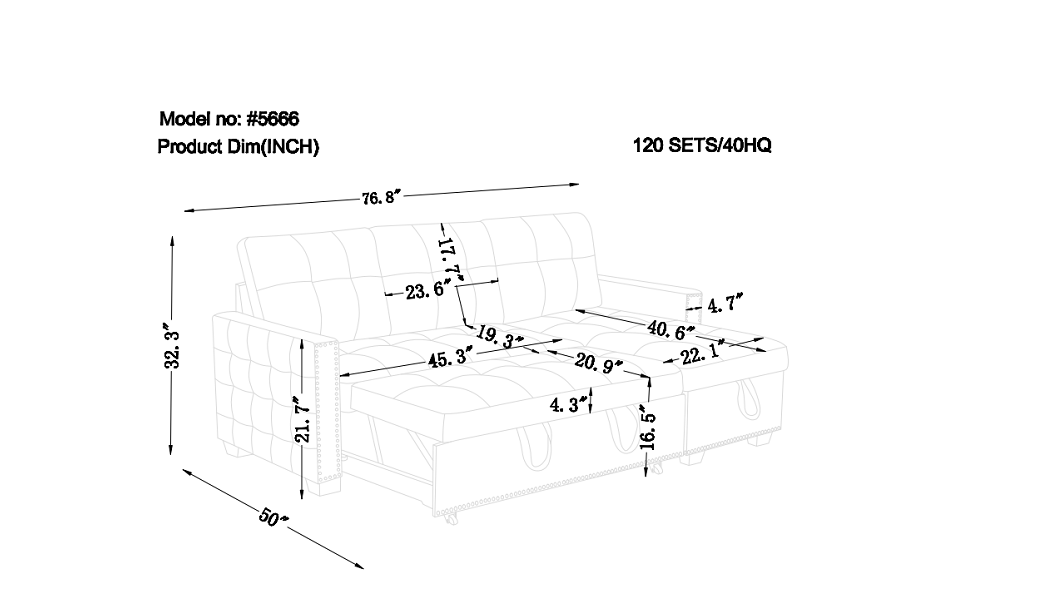 77" Reversible Sectional Storage Sleeper Sofa Bed