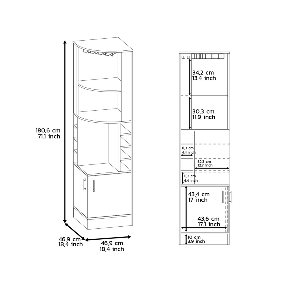 Double Door Bar Cabinet - Dark Brown Finish