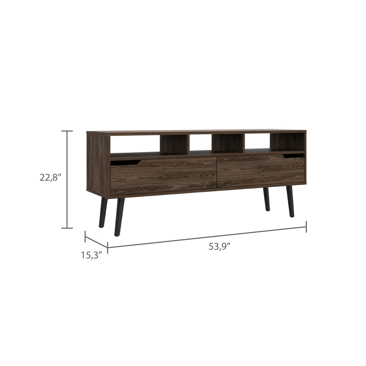 New Haven 2-Drawer 3-Shelf TV Stand Dark Walnut