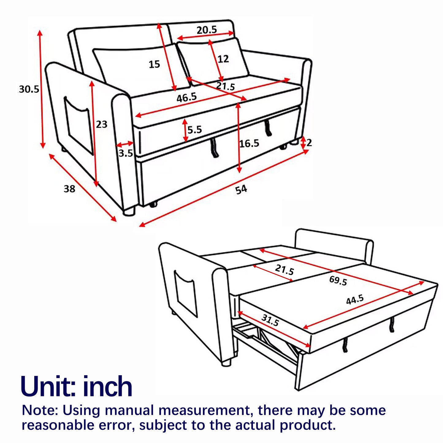 3-in-1 Versatile Velvet Convertible Sofa Bed