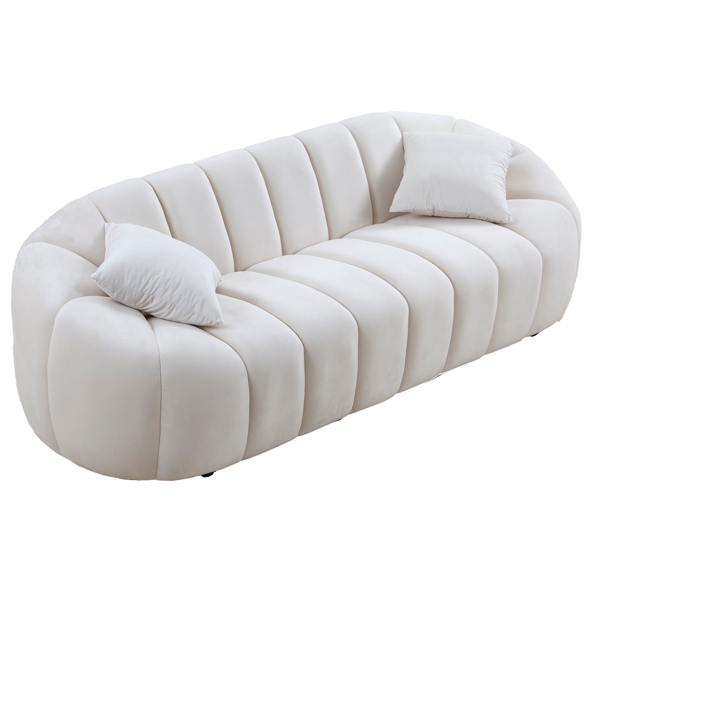 3 Seater Modern Sofa with Deep Channel Tufted Performance Velvet Sofa for Living Room