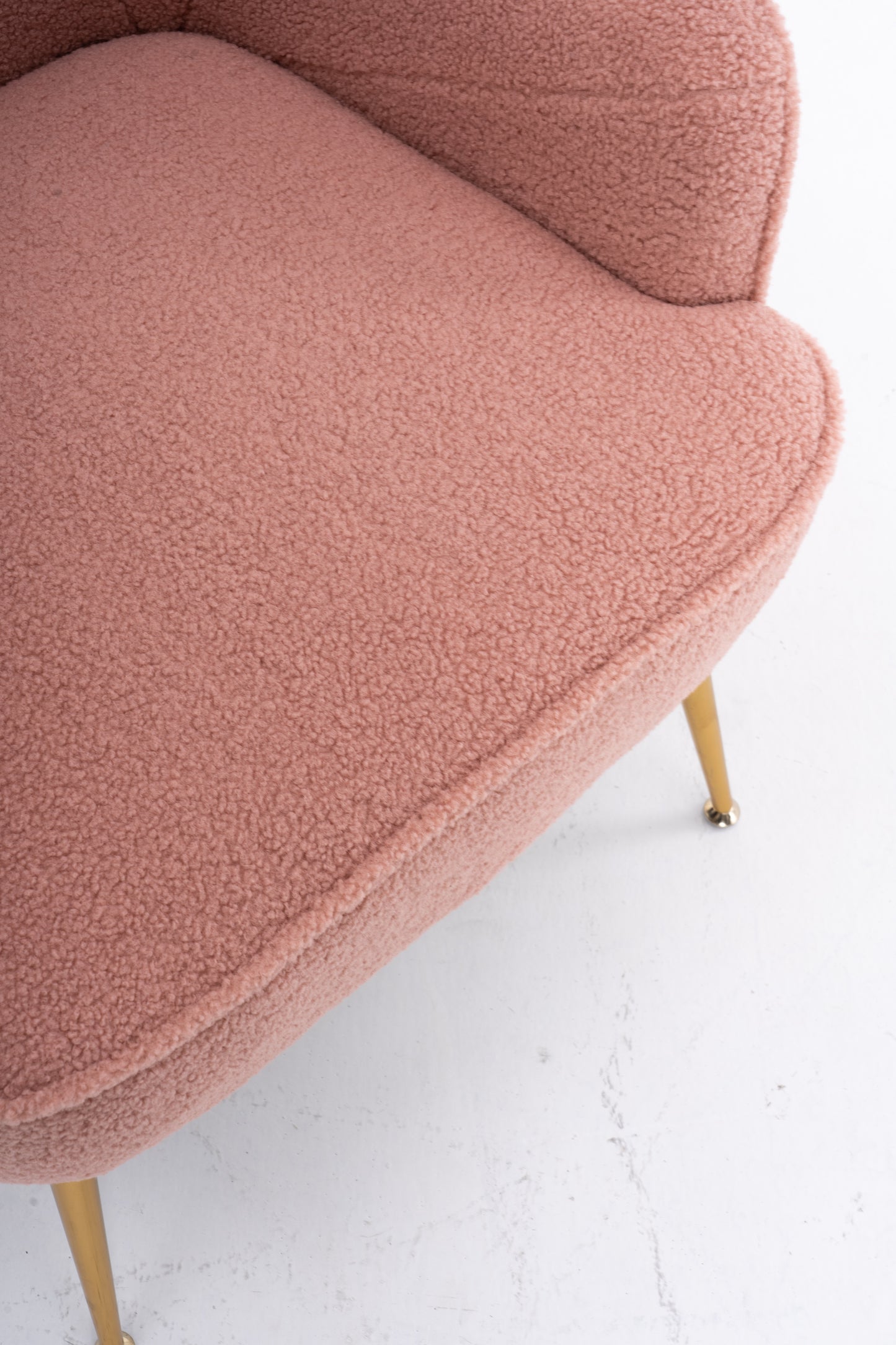 Teddy Fabric Pink Ergonomics Accent Chair