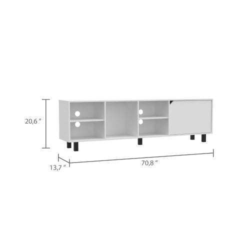 Valdivia Tv Stand for TV´s up 70", Four Open Shelves, Five Legs -White